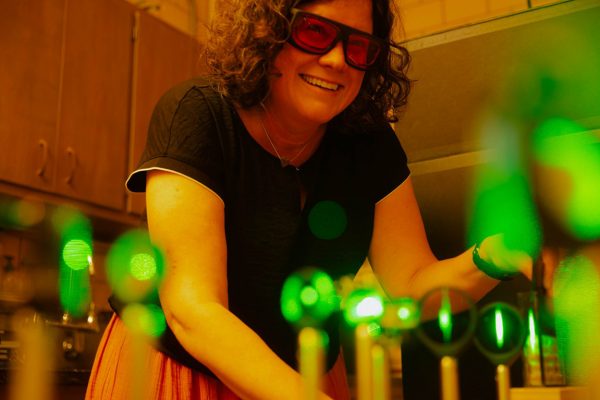 Jacqueline Reber working in her lab in Science Hall.